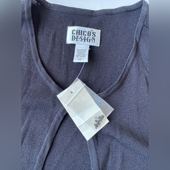 NWT Vintage Chico’s Design Black Beaded Open Front Knit Cardigan Size 1 (US M) - Picture 2 of 11